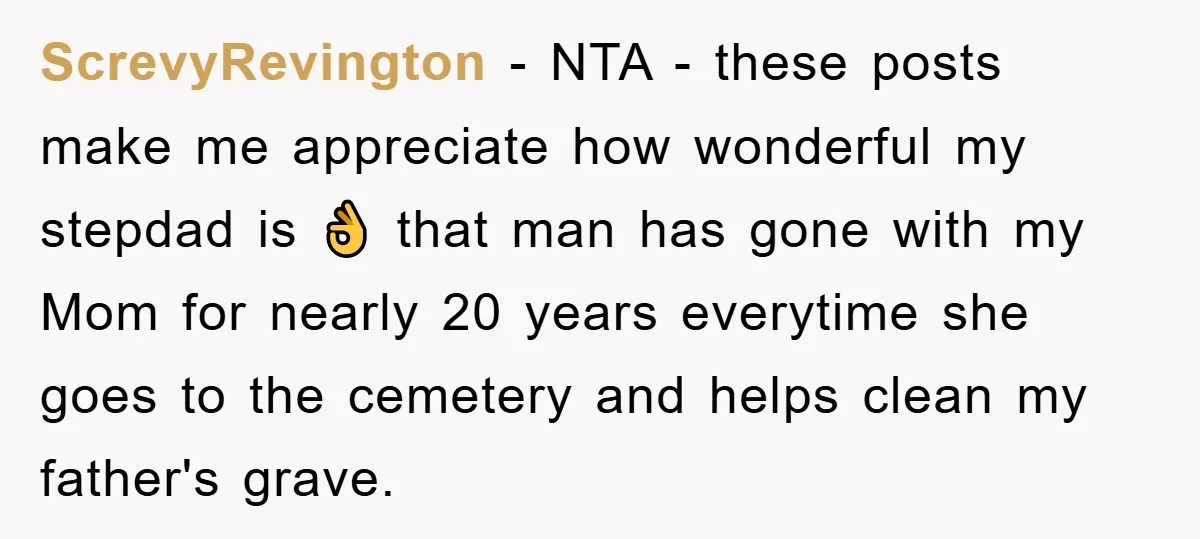 ScrevyRevington − NTA - these posts make me appreciate how wonderful my stepdad is 👌 that man has gone with my Mom for nearly 20 years everytime she goes to...