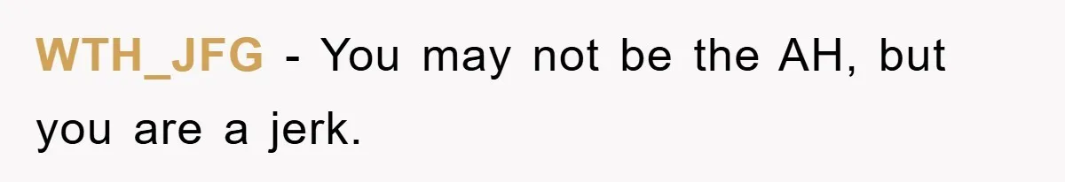 WTH_JFG − You may not be the AH, but you are a jerk.