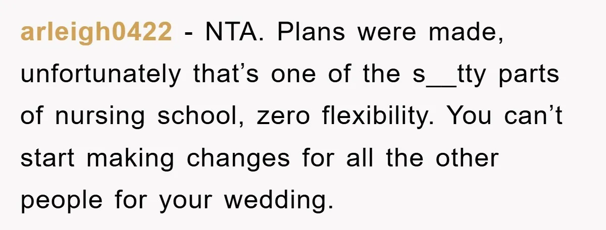 arleigh0422 − NTA. Plans were made, unfortunately that’s one of the s__tty parts of nursing school, zero flexibility. You can’t start making changes for all the other people for your...