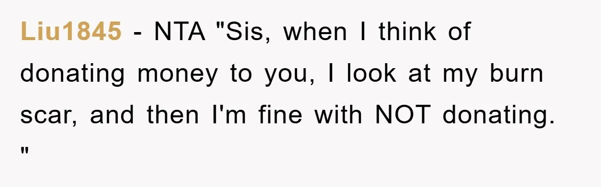 Liu1845 − NTA "Sis, when I think of donating money to you, I look at my burn scar, and then I'm fine with NOT donating. "