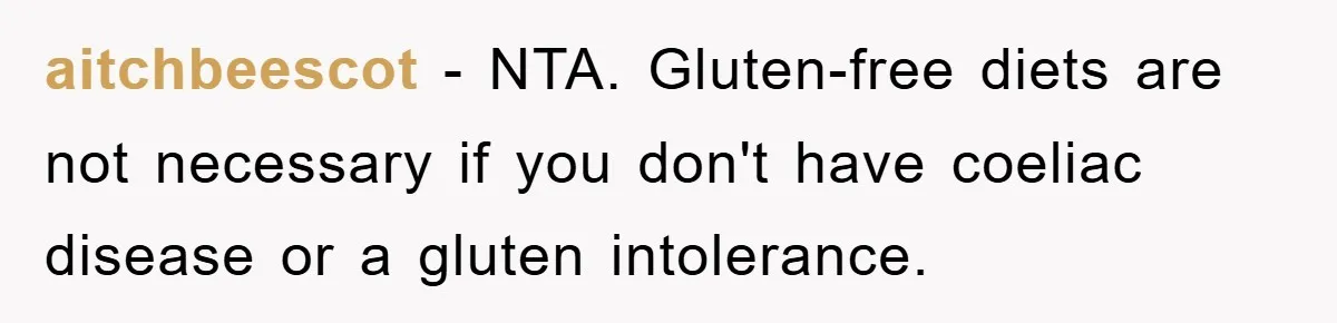 aitchbeescot − NTA. Gluten-free diets are not necessary if you don't have coeliac disease or a gluten intolerance.