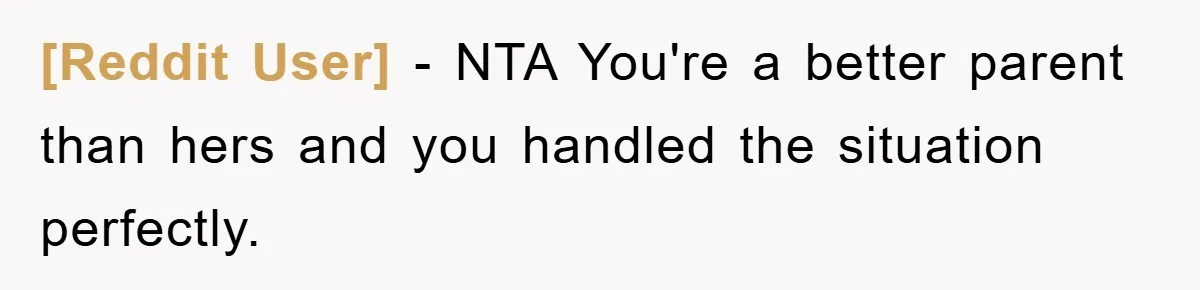 [Reddit User] − NTA You're a better parent than hers and you handled the situation perfectly.