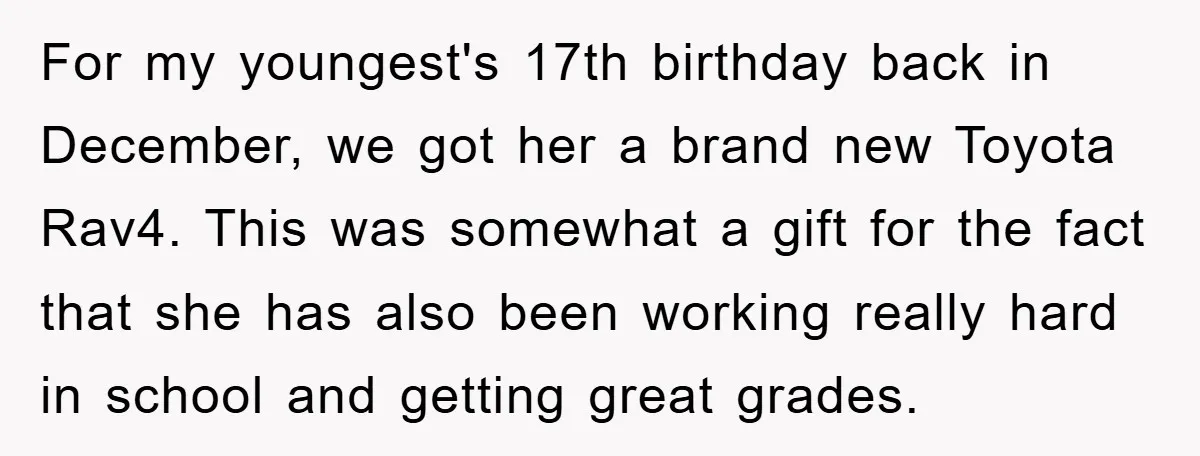 For my youngest's 17th birthday back in December, we got her a brand new Toyota Rav4. This was somewhat a gift for the fact that she has also been working...
