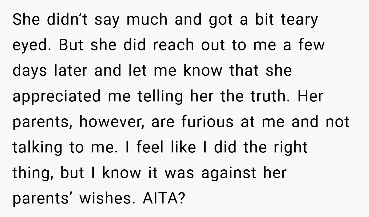 She didn’t say much and got a bit teary eyed. But she did reach out to me a few days later and let me know that she appreciated me telling...