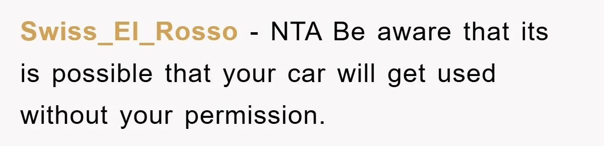 Swiss_El_Rosso − NTA Be aware that its is possible that your car will get used without your permission.