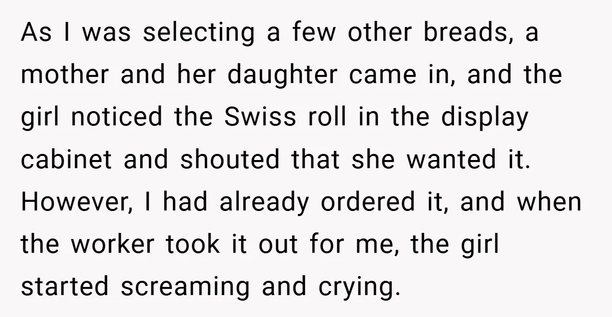 As I was selecting a few other breads, a mother and her daughter came in, and the girl noticed the Swiss roll in the display cabinet and shouted that she...