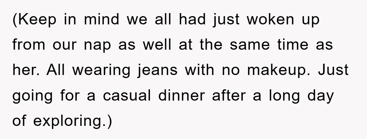 (Keep in mind we all had just woken up from our nap as well at the same time as her. All wearing jeans with no makeup. Just going for a...