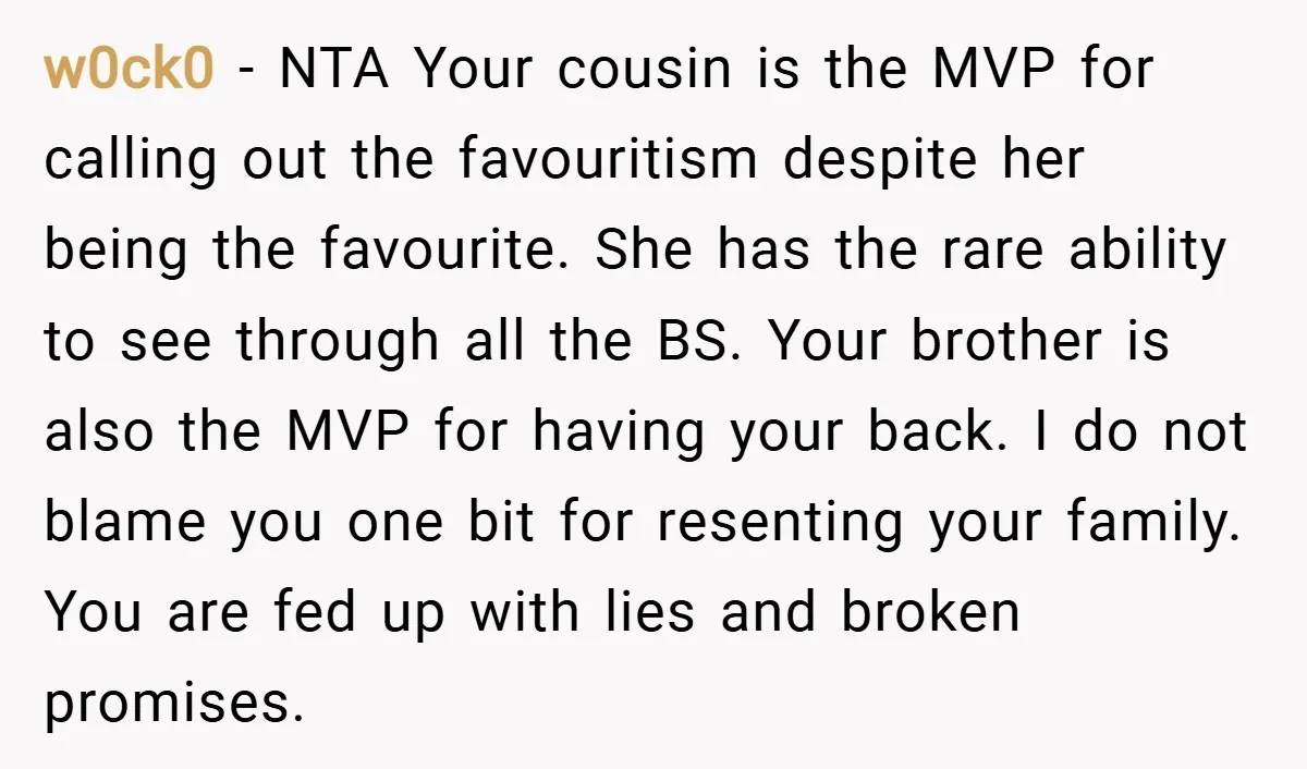 w0ck0 − NTA Your cousin is the MVP for calling out the favouritism despite her being the favourite. She has the rare ability to see through all the BS. Your...