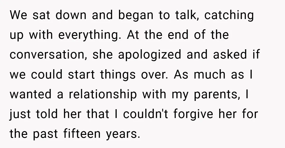 We sat down and began to talk, catching up with everything. At the end of the conversation, she apologized and asked if we could start things over. As much as...