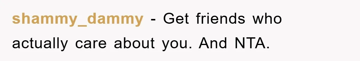 shammy_dammy − Get friends who actually care about you. And NTA.