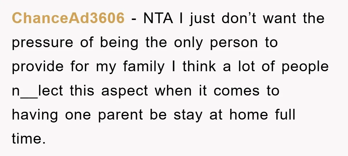 ChanceAd3606 − NTA I just don’t want the pressure of being the only person to provide for my family I think a lot of people n__lect this aspect when it...