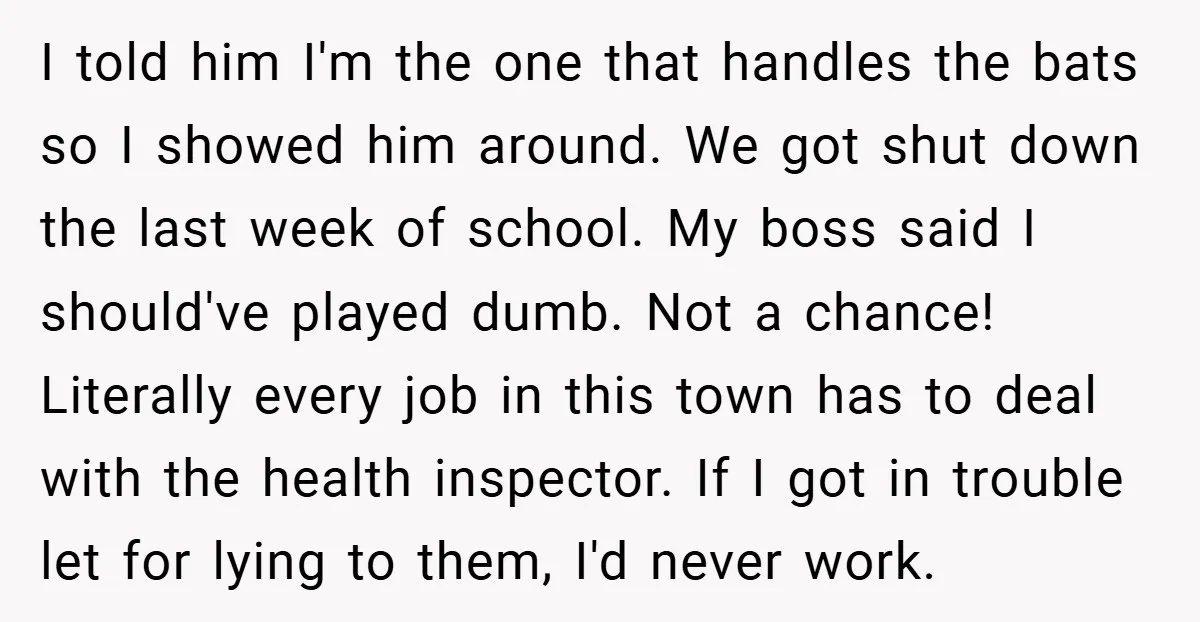 I told him I'm the one that handles the bats so I showed him around. We got shut down the last week of school. My boss said I should've played...