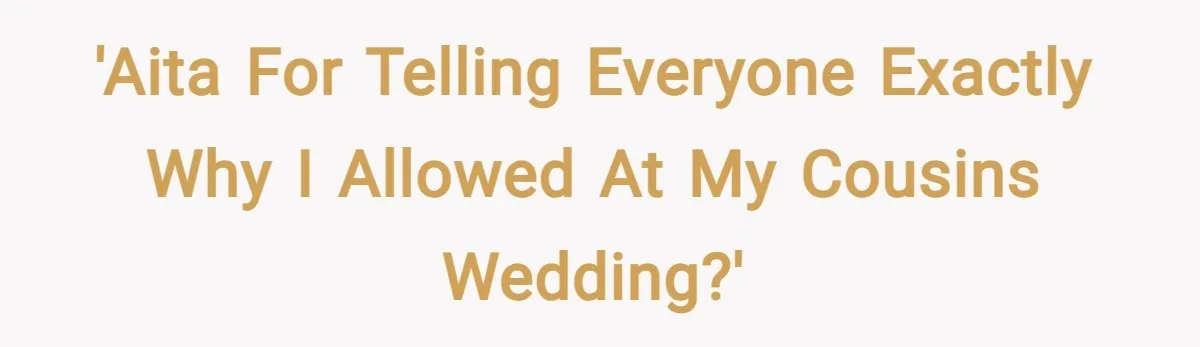 'AITA for telling everyone exactly why I allowed at my cousins wedding?'