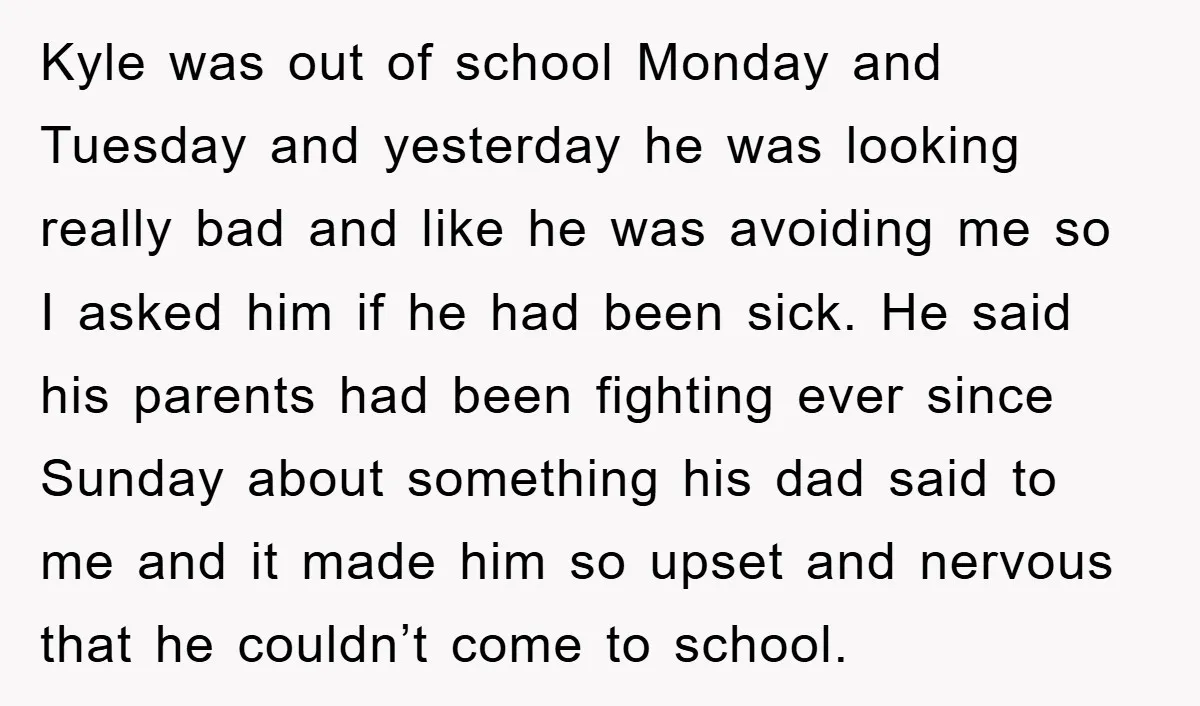 Kyle was out of school Monday and Tuesday and yesterday he was looking really bad and like he was avoiding me so I asked him if he had been sick....
