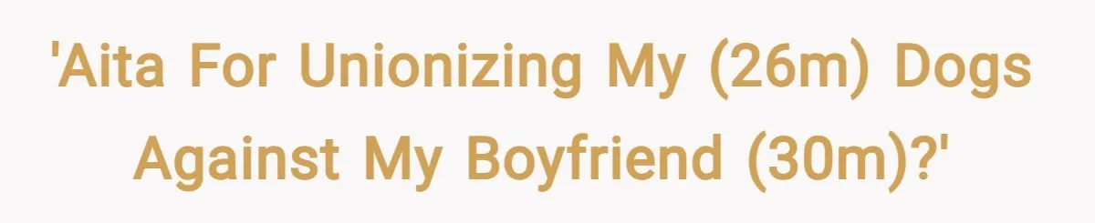'AITA for unionizing my (26M) dogs against my boyfriend (30M)?'
