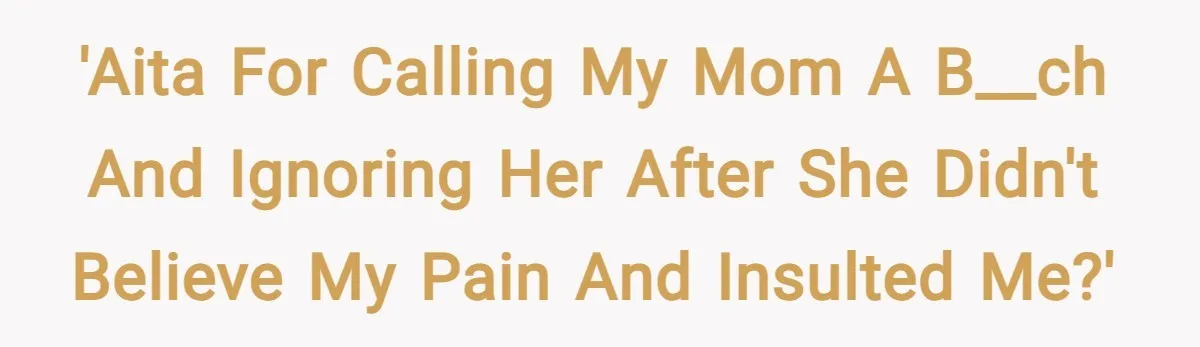 'AITA for calling my mom a b__ch and ignoring her after she didn't believe my pain and insulted me?'
