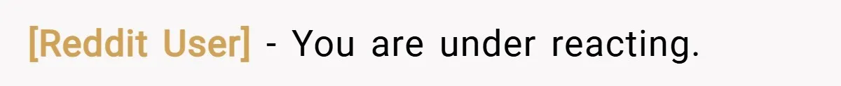 [Reddit User] − You are under reacting.