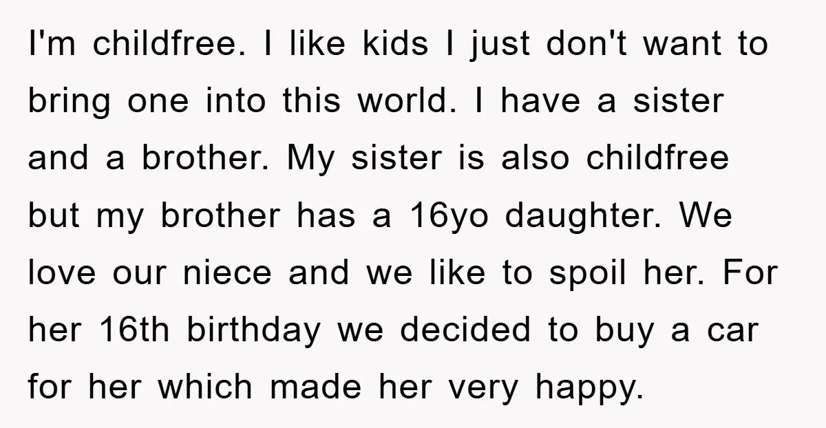 I'm childfree. I like kids I just don't want to bring one into this world. I have a sister and a brother. My sister is also childfree but my brother...