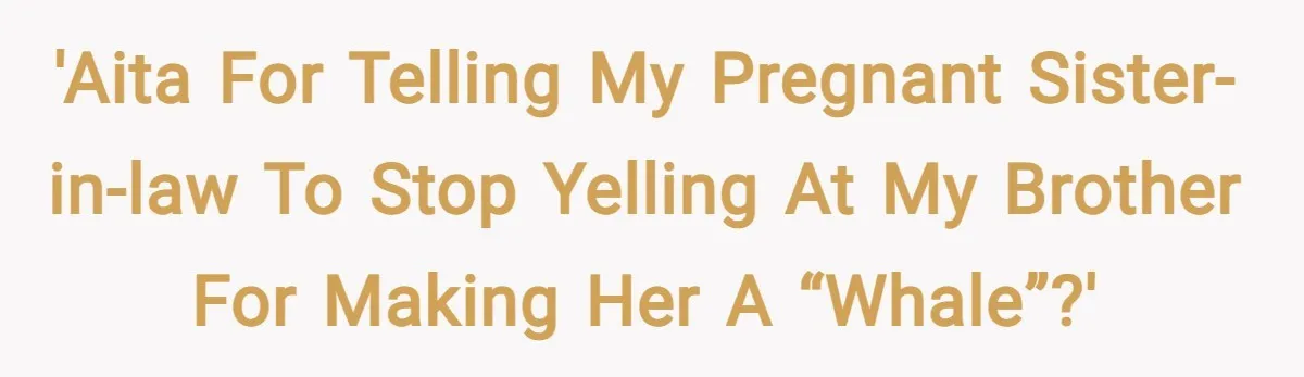 'AITA for telling my pregnant sister-in-law to stop yelling at my brother for making her a “whale”?'