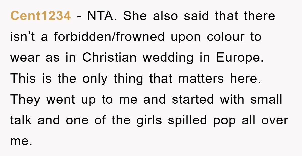 Cent1234 − NTA. She also said that there isn’t a forbidden/frowned upon colour to wear as in Christian wedding in Europe. This is the only thing that matters here. They...