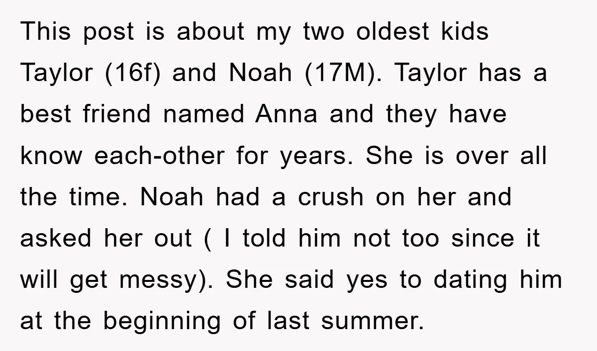 This post is about my two oldest kids Taylor (16f) and Noah (17M). Taylor has a best friend named Anna and they have know each-other for years. She is over...