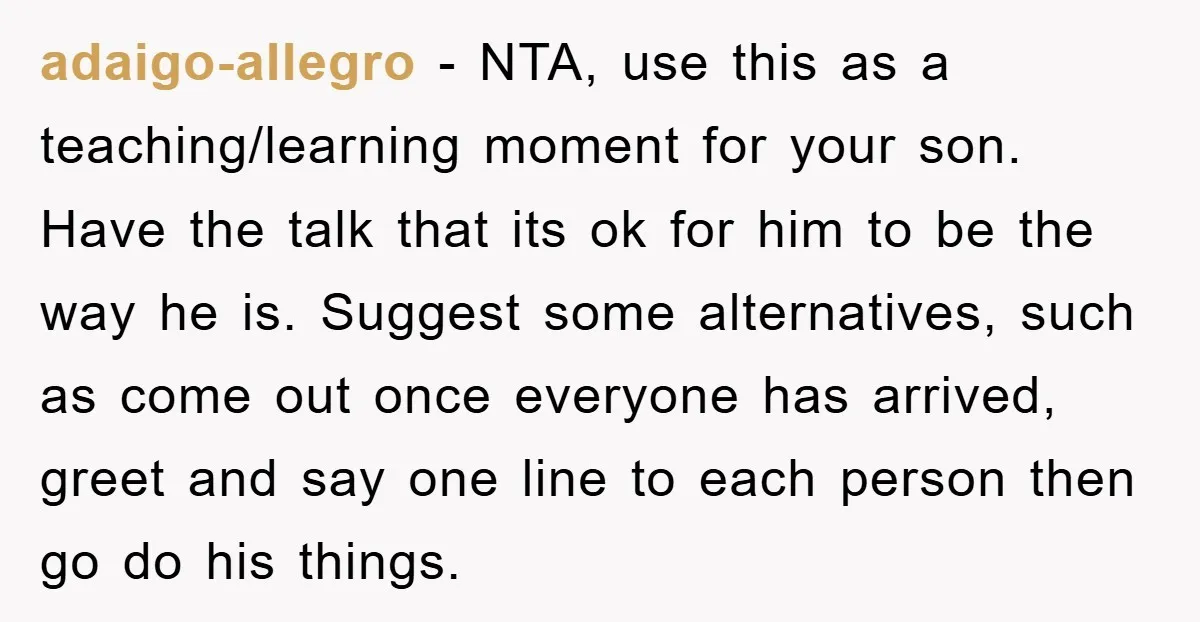 adaigo-allegro − NTA, use this as a teaching/learning moment for your son. Have the talk that its ok for him to be the way he is. Suggest some alternatives, such...