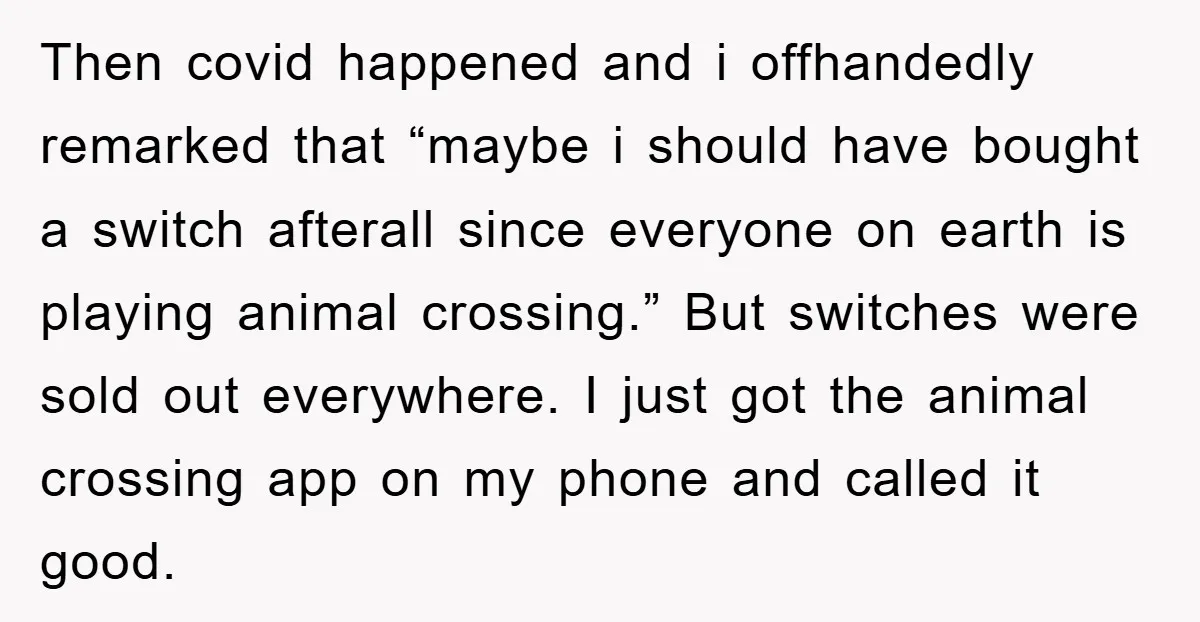 Then covid happened and i offhandedly remarked that “maybe i should have bought a switch afterall since everyone on earth is playing animal crossing.” But switches were sold out everywhere....