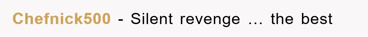 Chefnick500 − Silent revenge … the best