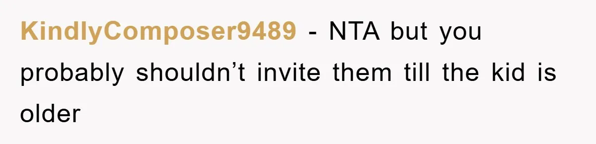 KindlyComposer9489 − NTA but you probably shouldn’t invite them till the kid is older