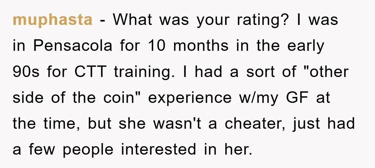 muphasta − What was your rating? I was in Pensacola for 10 months in the early 90s for CTT training. I had a sort of "other side of the coin"...