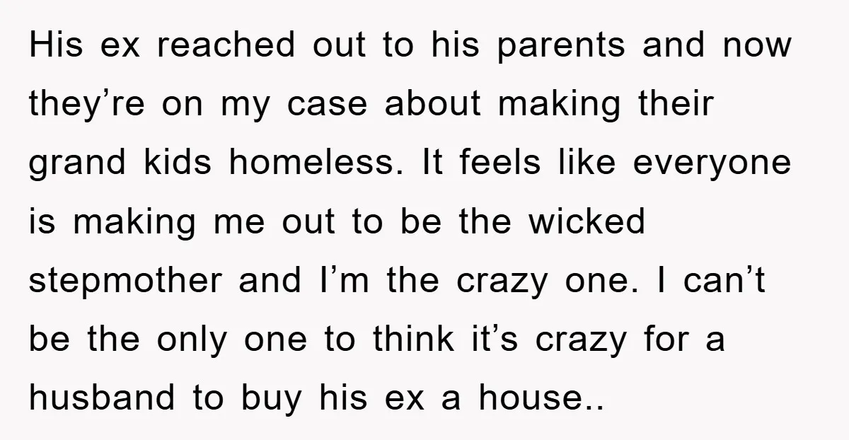 His ex reached out to his parents and now they’re on my case about making their grand kids homeless. It feels like everyone is making me out to be the...