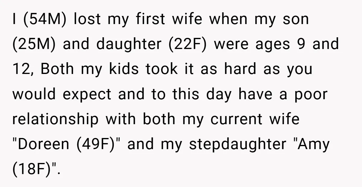 I (54M) lost my first wife when my son (25M) and daughter (22F) were ages 9 and 12, Both my kids took it as hard as you would expect and...