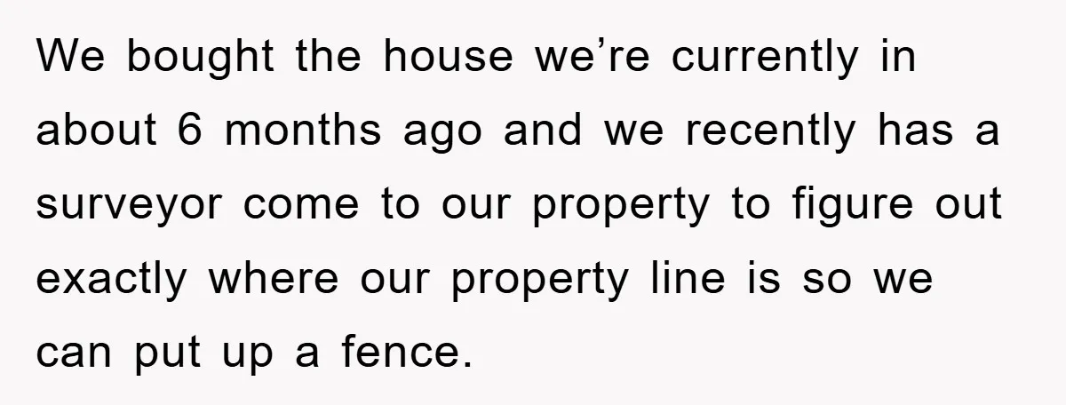 We bought the house we’re currently in about 6 months ago and we recently has a surveyor come to our property to figure out exactly where our property line is...