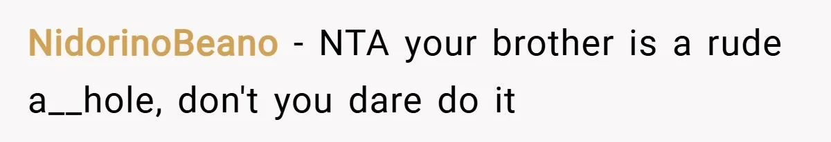 NidorinoBeano − NTA your brother is a rude a__hole, don't you dare do it