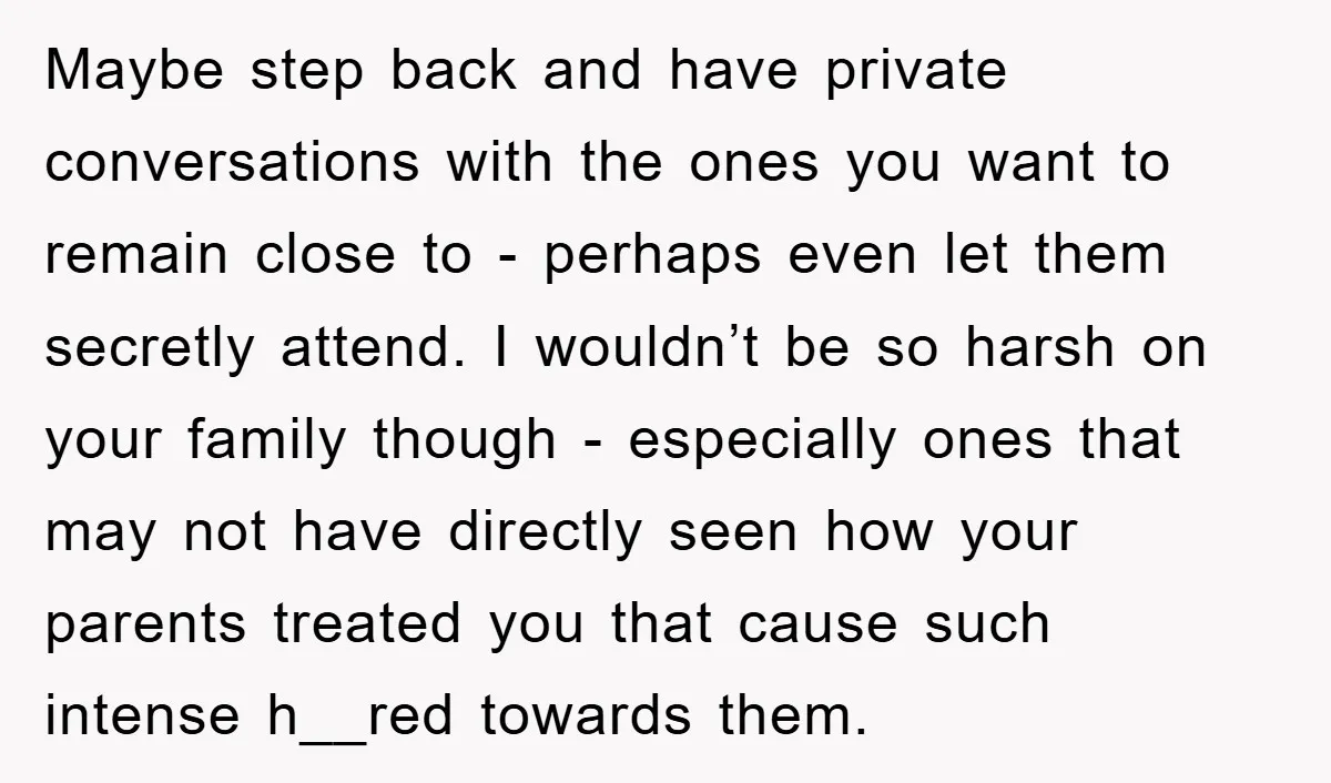 Maybe step back and have private conversations with the ones you want to remain close to - perhaps even let them secretly attend. I wouldn’t be so harsh on your...
