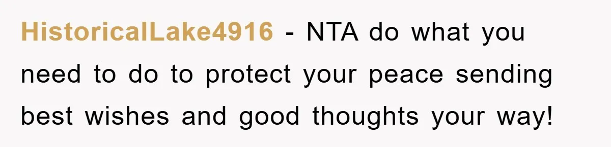 HistoricalLake4916 − NTA do what you need to do to protect your peace sending best wishes and good thoughts your way!