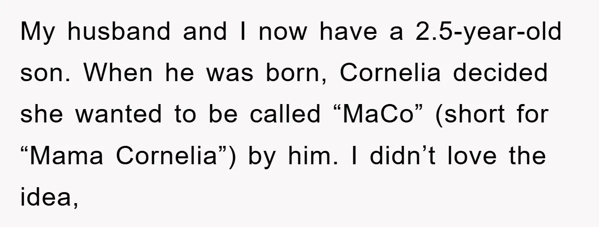My husband and I now have a 2.5-year-old son. When he was born, Cornelia decided she wanted to be called “MaCo” (short for “Mama Cornelia”) by him. I didn’t love...