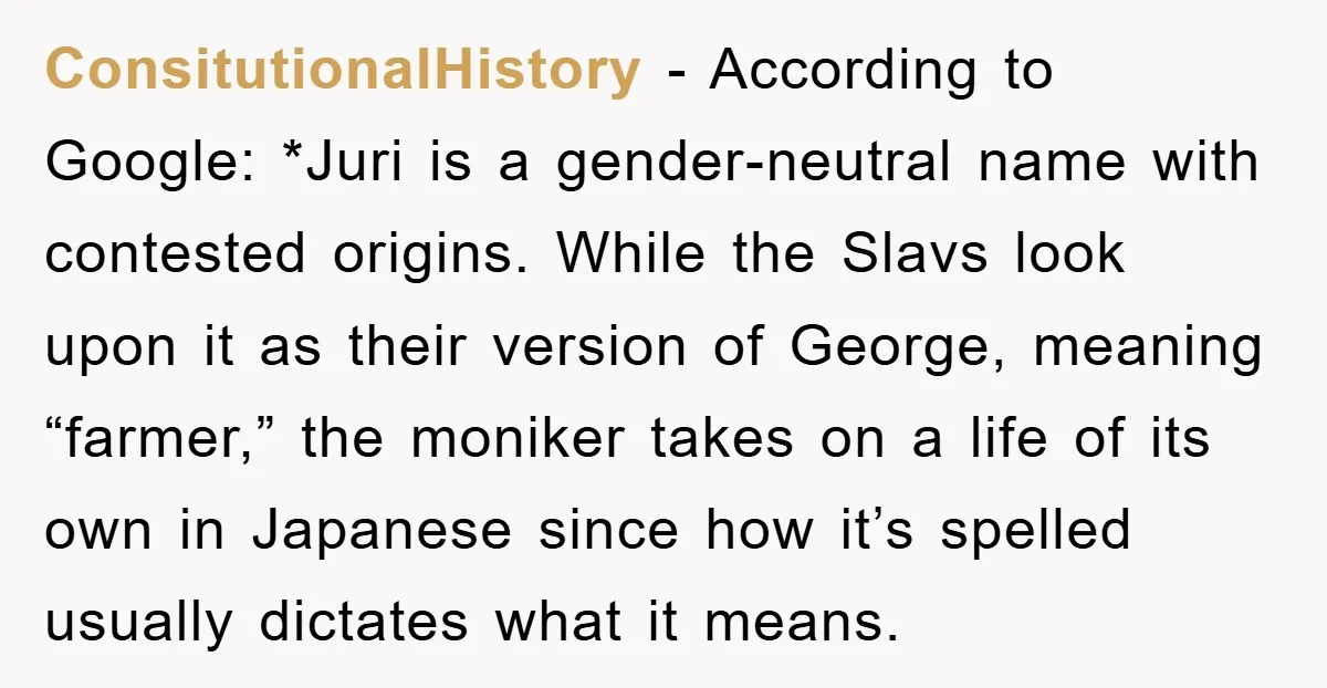 ConsitutionalHistory − According to Google: *Juri is a gender-neutral name with contested origins. While the Slavs look upon it as their version of George, meaning “farmer,” the moniker takes on...