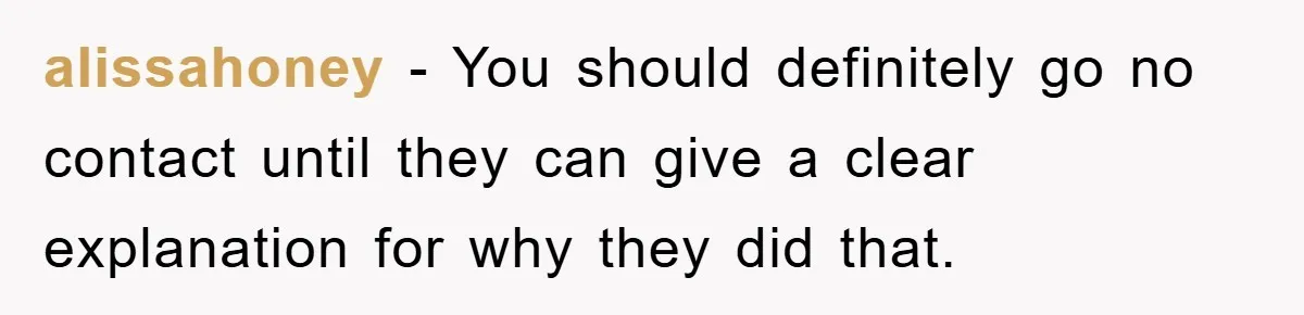 alissahoney − You should definitely go no contact until they can give a clear explanation for why they did that.