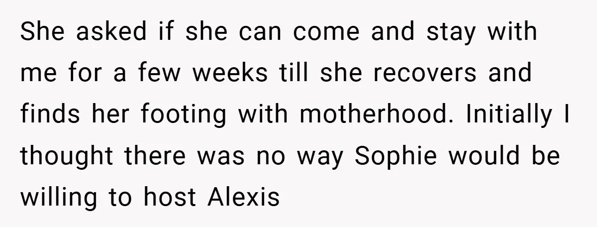 She asked if she can come and stay with me for a few weeks till she recovers and finds her footing with motherhood. Initially I thought there was no way...
