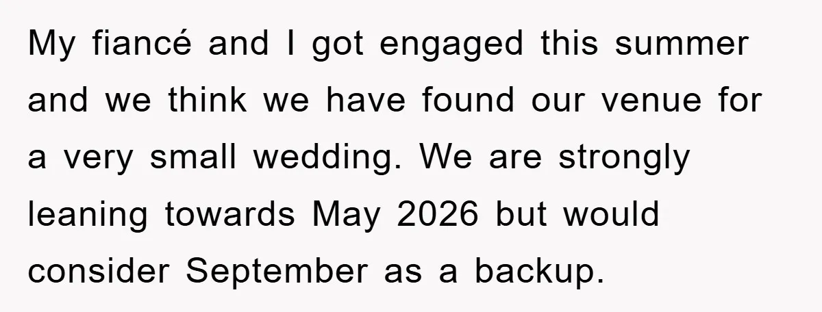 My fiancé and I got engaged this summer and we think we have found our venue for a very small wedding. We are strongly leaning towards May 2026 but would...