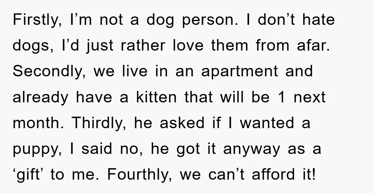 Firstly, I’m not a dog person. I don’t hate dogs, I’d just rather love them from afar. Secondly, we live in an apartment and already have a kitten that will...