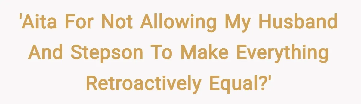 'AITA for not allowing my husband and stepson to make everything retroactively equal?'
