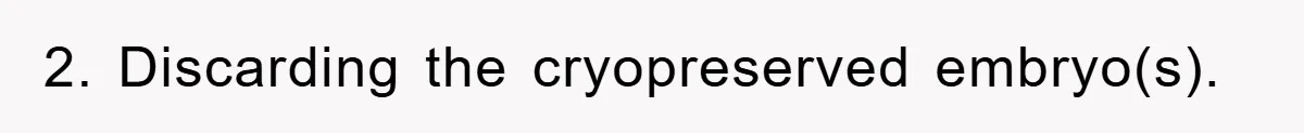 2. Discarding the cryopreserved embryo(s).