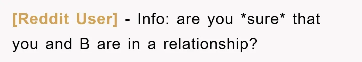 [Reddit User] − Info: are you *sure* that you and B are in a relationship?