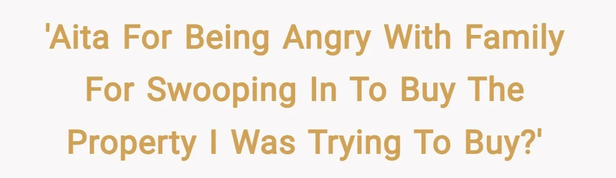 'AITA for being angry with family for swooping in to buy the property I was trying to buy?'