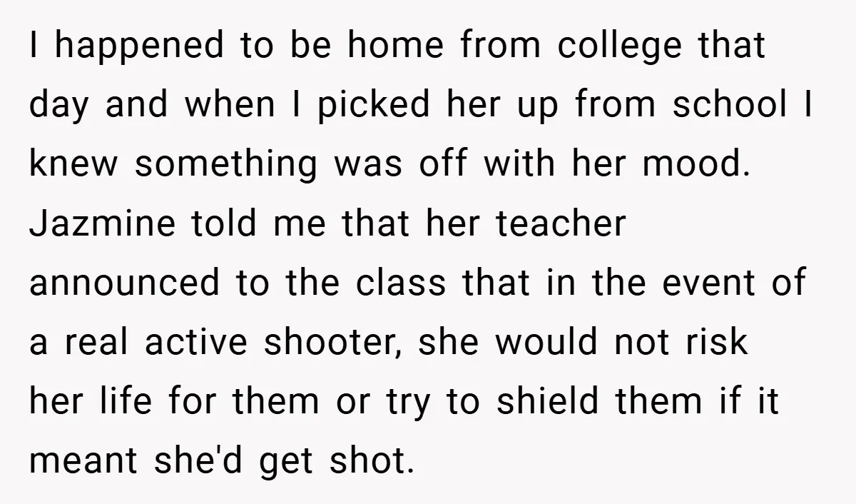 I happened to be home from college that day and when I picked her up from school I knew something was off with her mood. Jazmine told me that her...