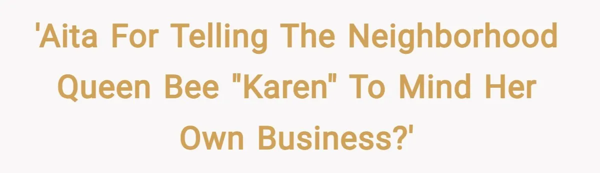 'AITA for telling the neighborhood Queen Bee "Karen" to mind her own business?'