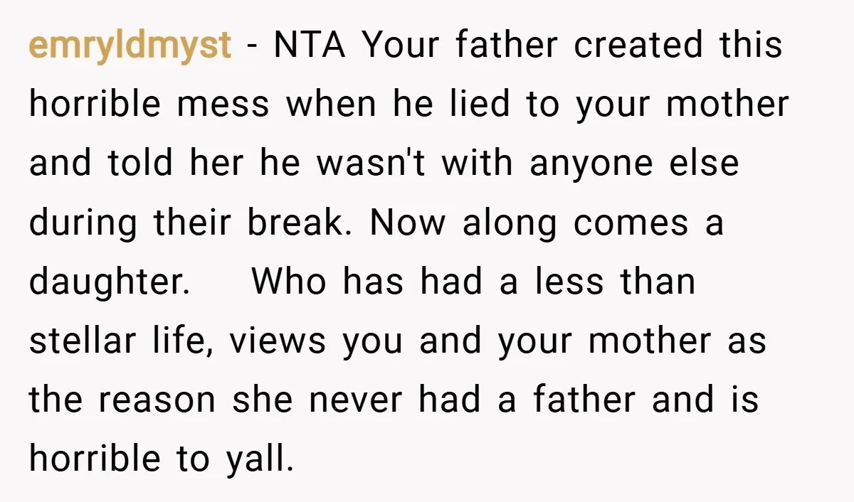 emryldmyst − NTA Your father created this horrible mess when he lied to your mother and told her he wasn't with anyone else during their break. Now along comes a...