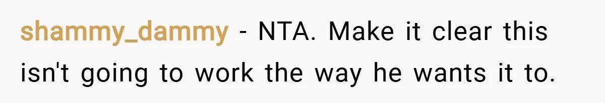 shammy_dammy − NTA. Make it clear this isn't going to work the way he wants it to.